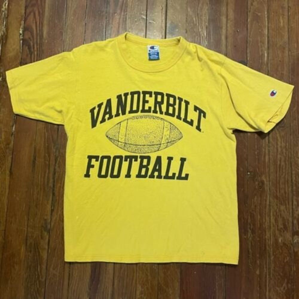 Vtg Champion Vanderbilt Commodores Shirt Sz M Yellow Football Made In USA READ
